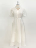 Hanin V-neck Chiffon Tie Short Sleeve Long One Piece