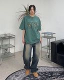 Frit Washing Wide Denim Pants