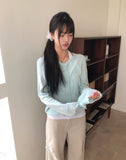 Luann Basic Wool Mohair Round Knit Cardigan