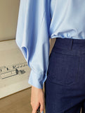 Bland Pintuck Puff Collar Shirt
