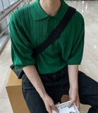 Summer Linen Ribbed Collar Knit
