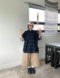 [Unisex] Mebut Roll-Up Check Over Short Sleeve Shirt