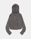 Balance incision ribbed crop hoodie