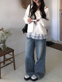 Dero Cut Washing Denim Wide Pants