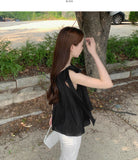Luxury One Ribbon Strap Halter Neck A-Line Sleeveless Blouse
