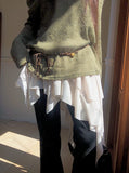 Koran Unbalance Layered Banding Skirt