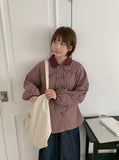 [BAONHAUS] Salo Ribbon Color Matching Check Collar Shirt