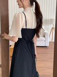 Elvi See-through Layered Half-Neck Blouse