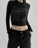 Romine Brushed Lettering Cropped T-Shirt