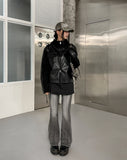 [LANARCH] Noble Leather Pocket Hooded Zip-Up
