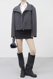 Mean high neck wool handmade short coat