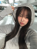 [MADE] Amon Stripe Color Matching Shirring Hood T-shirt