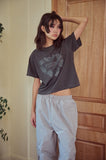 Heart Bear Pigment Crop Short Sleeve Tee