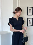 Leje Heart Neck Tweed Pin Tuck One Piece