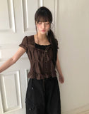 Burun Strap Frill Short Sleeve Blouse