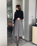 Gelmade Hound Check Brushed Span Flare Skirt