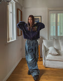 Folding Pocket Curved Damage Denim Pants