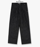 Non Fade Two-Tuck Linen Wide Denim Pants