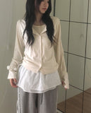 Huli check plain lace wrap skirt