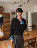 Cuff V-Neck Cropped Knit
