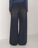 Gut Vintage Washing Rivet Studded Wide Denim Pants