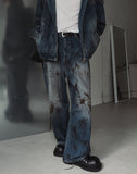 Dirty oil washed denim pants