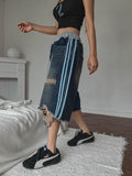 Banding Track Damage Bermuda Denim Pants