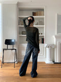 Delray Back Slit Wide Denim Pants