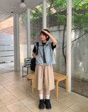 [unisex] Dinning pin tuck banding linen bermuda pants - Linen50