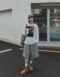 Drag rivet sweat half pants