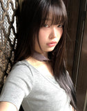 Juhin Lace Button Short Sleeve T-shirt