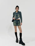 Beto Washing Cut Denim Set Skirt