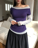 Lizzy Two Tone Layered Tencel Long Sleeve