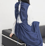 Poetne Back Slit Denim One Piece