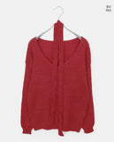 [Muffler SET] Mor V-neck loose fit long knit