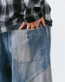 Cut Line Washing Denim Balloon Pants