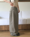 Nodi Back Pocket Wide Cotton Pants