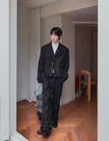 Sloped Wool One-Tuck Wide Slacks