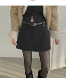 Wool Side Slit Skirt Pants