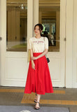 Posh Pin Tuck Flare Banding Long Skirt
