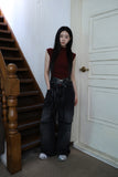 Eyelet Pintuck Black Denim