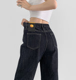 4 Seasons Non-fade Raw Back Banding Wide Fit Denim Pants