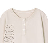 BONE WINGS Henley Neck Long Sleeve T-shirt