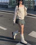 Qwerty Denim Pleated Mini Skirt