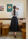 Tyne Cotton Two-Button Flare Long Skirt