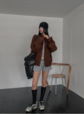 Rio High Neck Button Suede Jacket