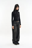 Falling low rise wide denim pants