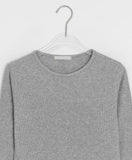 Shukan Ribbed Round Long Sleeve Tee
