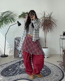 Ellie Layered Check Wrap Skirt