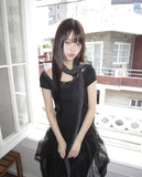 Vucky Lace Square Neck Slim Short Sleeve T-shirt